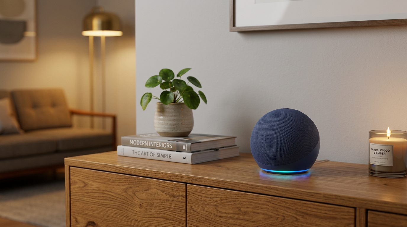 Echo Dot auf einem Sideboard