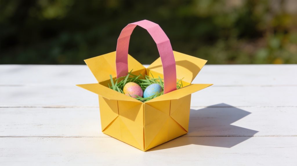 Osternest gefalten aus Papier. Schritt für Schritt Anleitung.