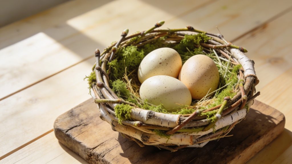 Osternest aus Naturmaterialien flechten. Schritt für Schritt Anleitung. 
