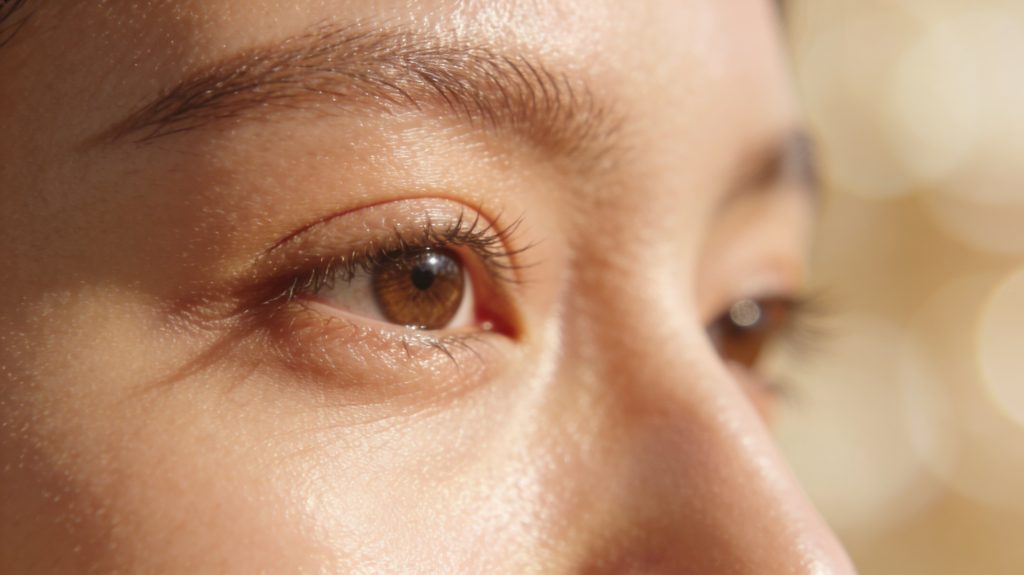 Gut gepflegte Augenpartie.