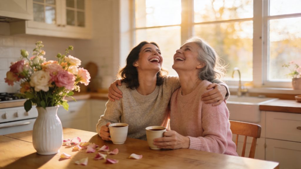 Muttertagsgedichte für jedes Alter: Mutter und Tochter.