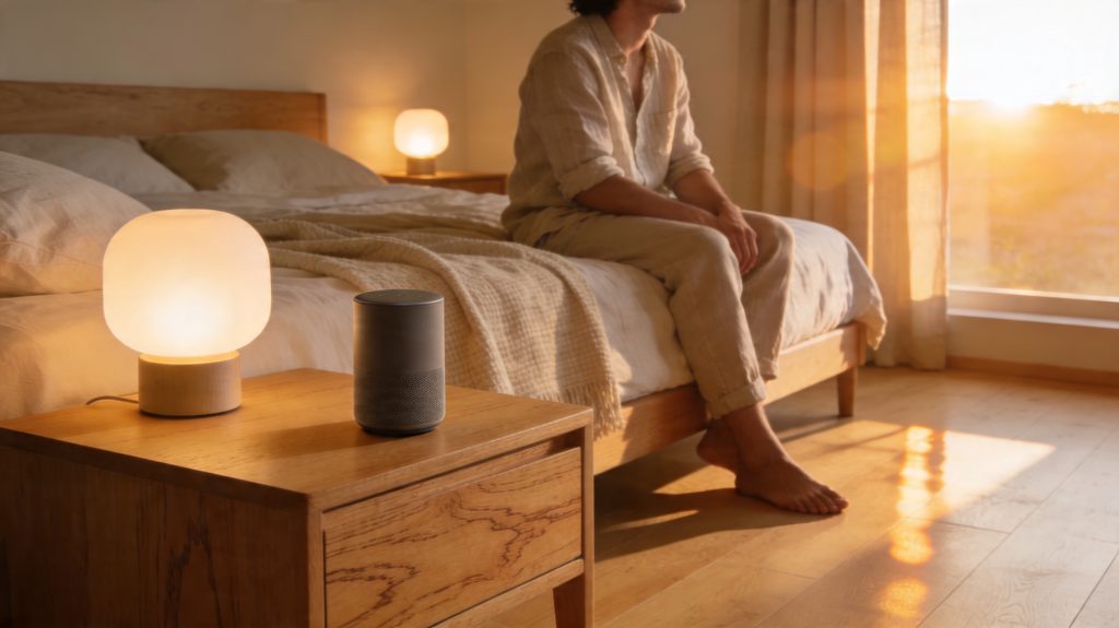 Smarthome Geräte im Schlafzimmer.