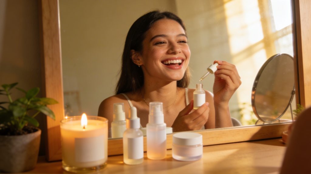 Virale Beauty Produkte auftragen.