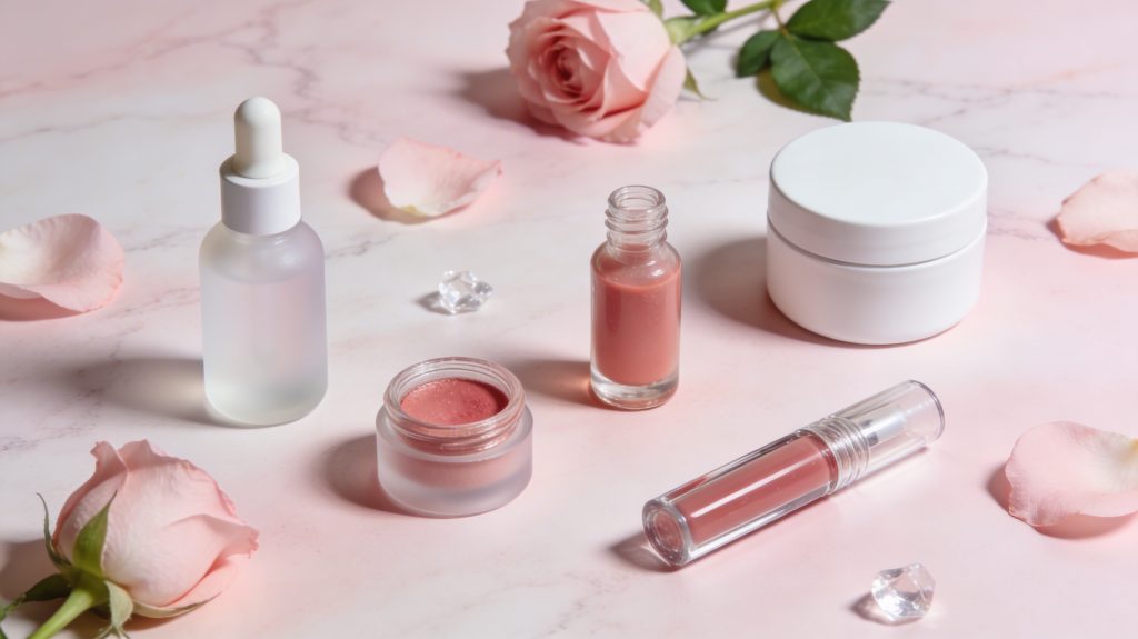 Beauty Produkte schön platziert.