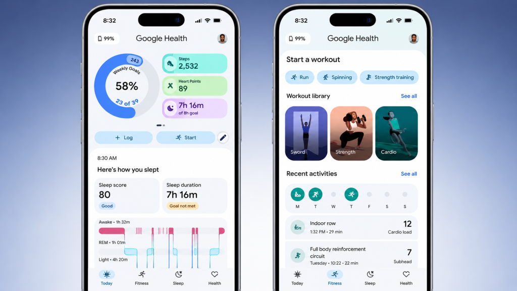 Fitbit Air: Google Health App.